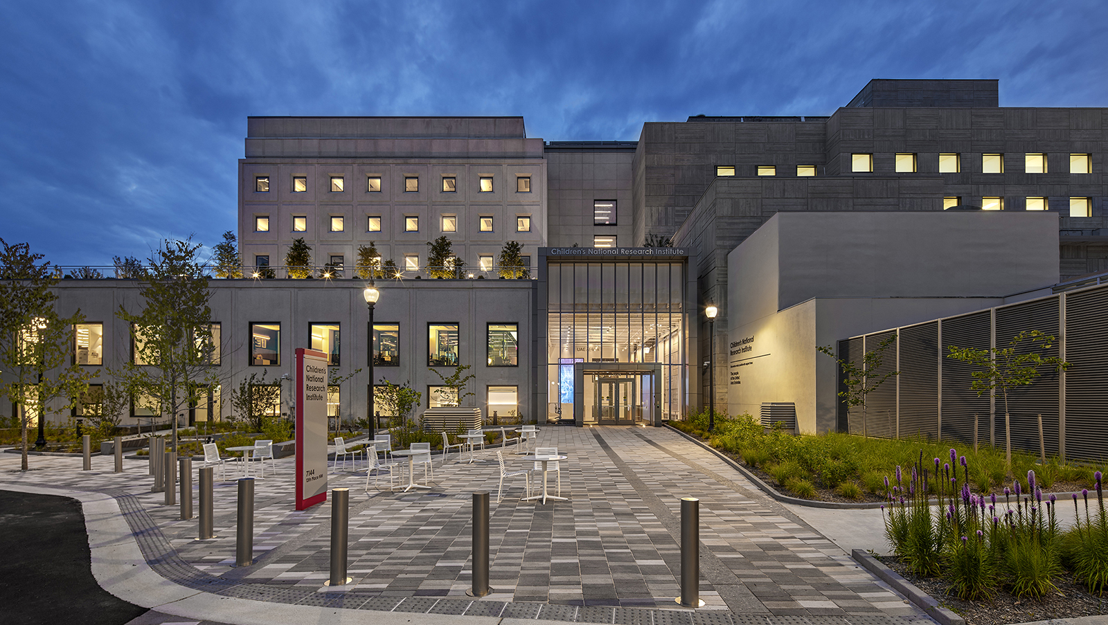 Childrens National Research and Inovation Campus exterior at night