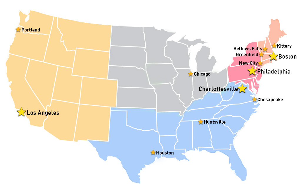 Acentech locations map