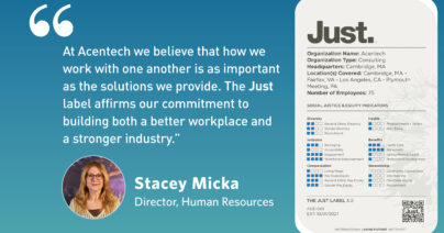 Acentech Earns Just Label for Transparency and Equity
