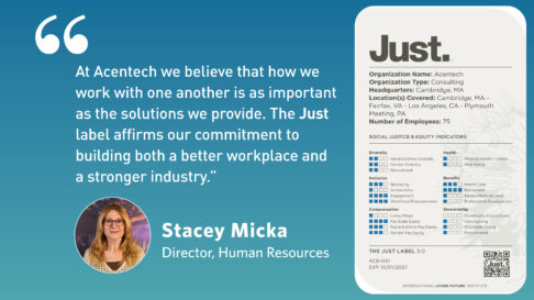Acentech Earns Just Label for Transparency and Equity